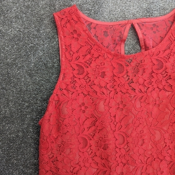 J. Crew coral floral cotton lace dress women's size 12 - Picture 4 of 13